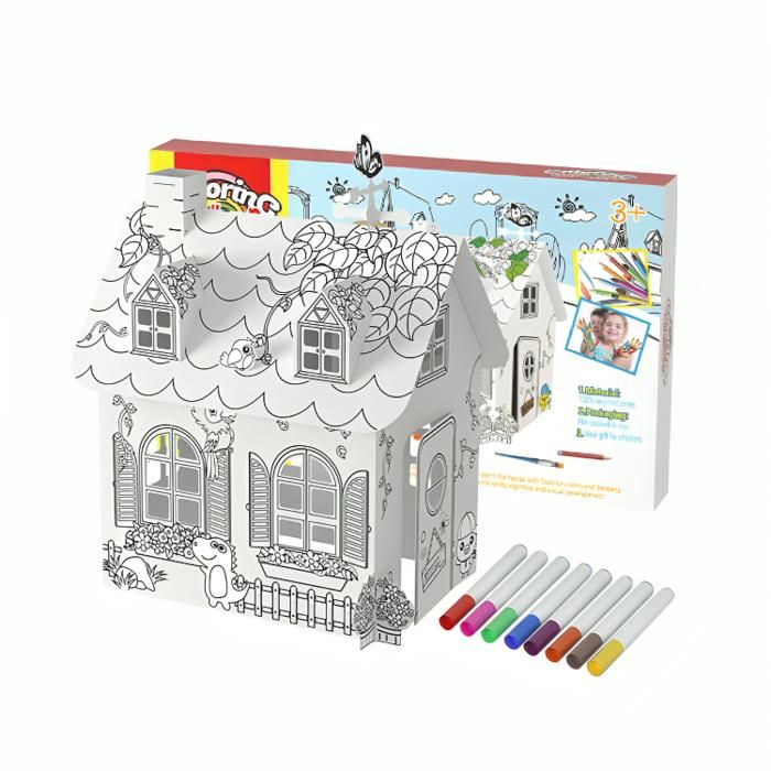 Mini villa de dessin de graffiti 3D, jouets de gribouillage avec 12 stylos aquarelle