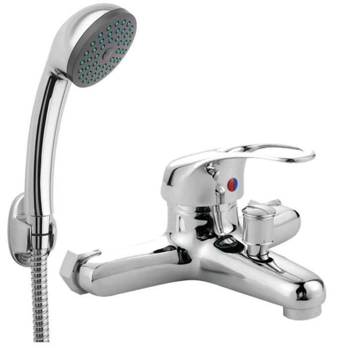 Robinet MitigeurDe Baignoire Chromé Brillant avec douchette