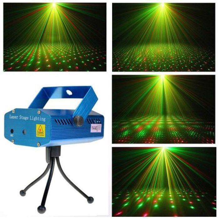 Mini projecteur laser - R&G - Lumière de scène - Vert et rouge - Contrôle sonore - Compact et léger