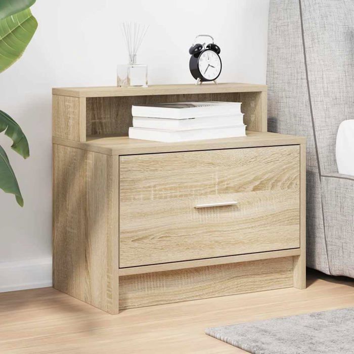 Table de chevet - TWINSDECOR - Chêne Sonoma - 1 tiroir - 51 x 31 x 47 cm - Style contemporain