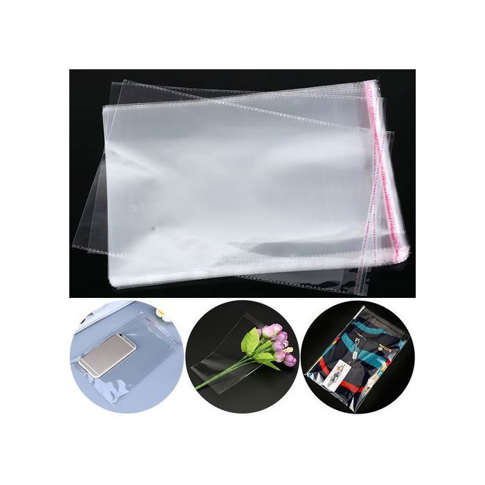 Pack 200 Sachets cellophane D'emballage Scotché auto-adhésifs 12 cm X 20 cm