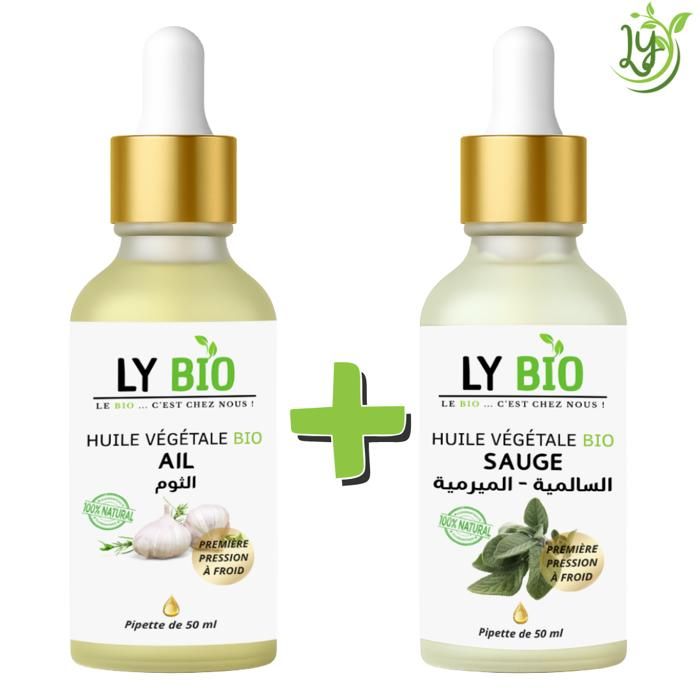 LYBIO PACK HUILE AIL 50ML - PIPETTE + HUILE SAUGE 50ML - PIPETTE
