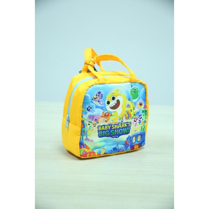 Sac goûter carré - GENERIC - Motif fille écolière - Jaune - Toile - Enfant