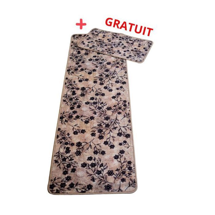 Set de tapis cuisine + tapis 40x70 gratuit Beige