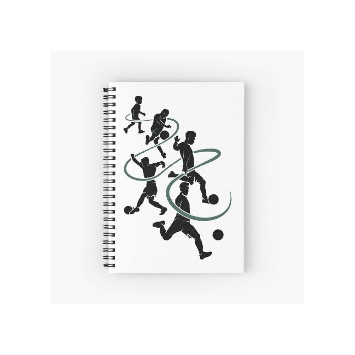 Cahier à spirale - L'évolution du football - A5 - 98 pages - Papier 90 g - Couverture 350 g