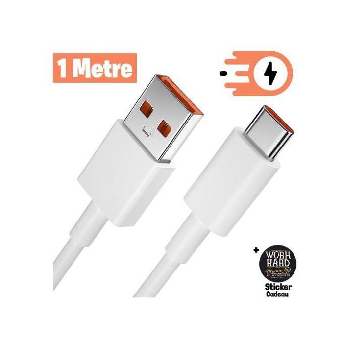 Câble Type C - DINEX - Charge Rapide 3,1 A - Résistant - Synchronisation - Connecteur Type C