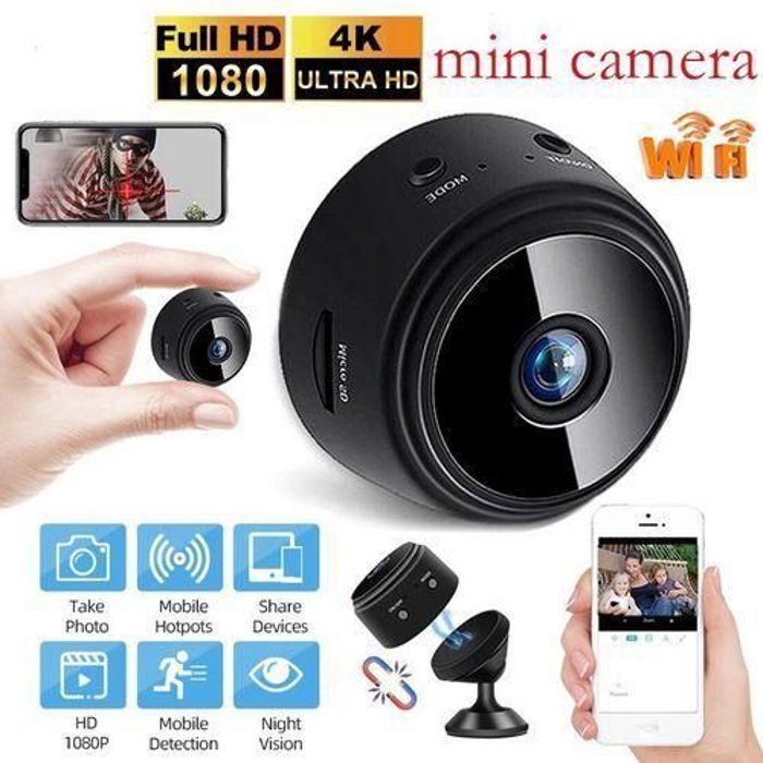 Caméra IP - A9 - Mini WiFi HD 720P - Vision Nocturne - 120° Grand Angle - Noir