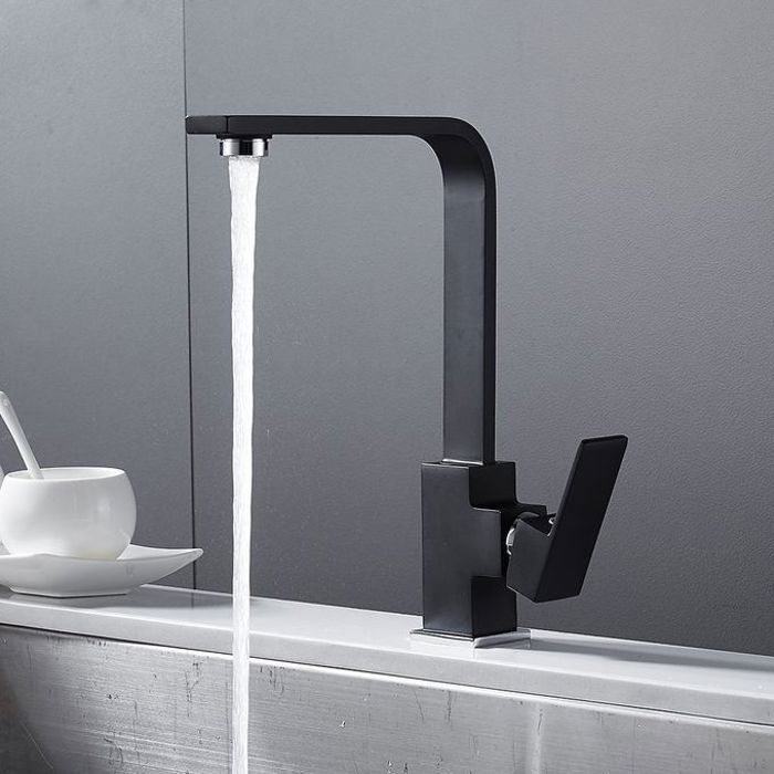 Robinet de cuisine carré avec bec haut pour lavabo Noir high quality