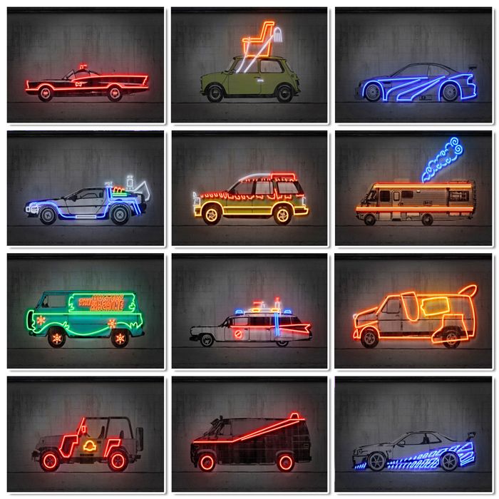 Poster Décoration - OUTFITS AND MORE - Voiture de Police - Multicolore - 21x15cm - Abstrait