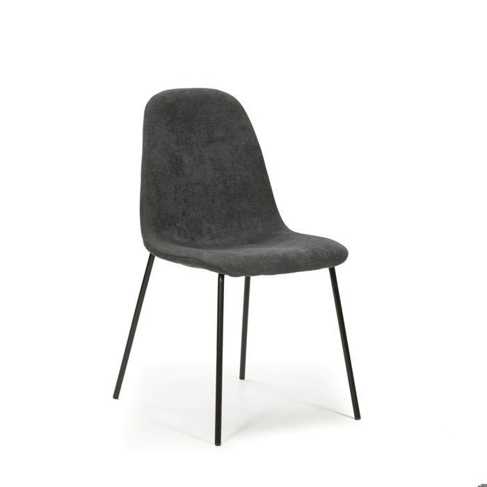 Chaise de séjour - RENNE - Gris - Tissu - Pieds en métal - Design contemporain
