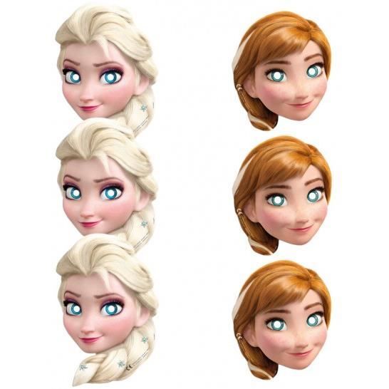 Masques en carton La Reine des neiges - Elsa et Anna (x6)