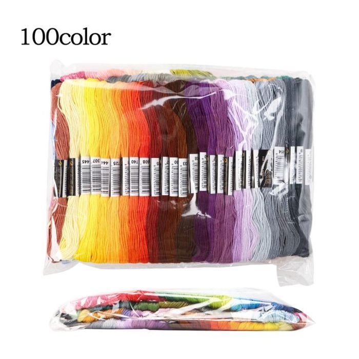 Ensemble d'Outils de Point de Croix - Kit de Fil à Broder - 100 Couleurs