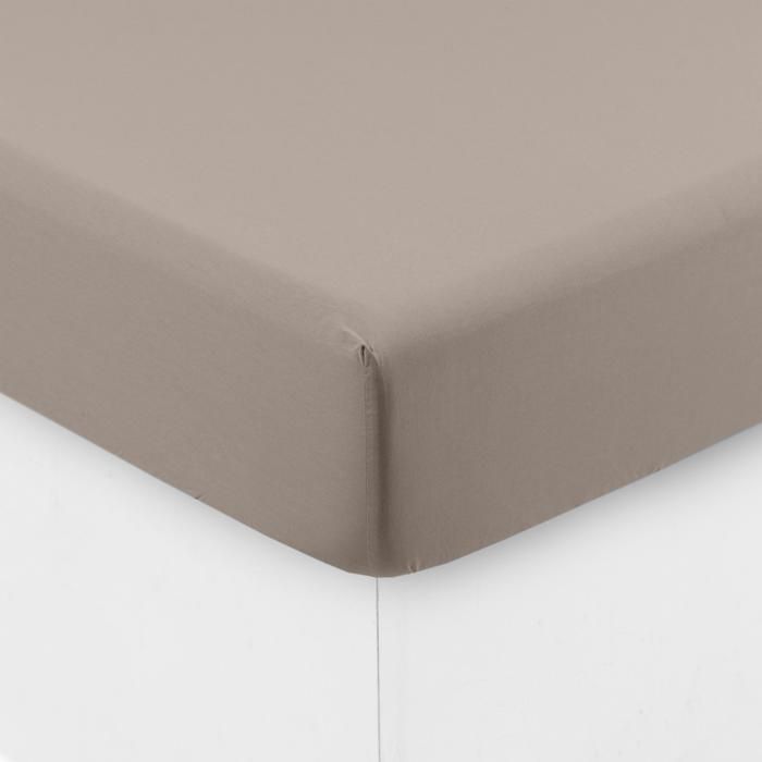 Drap-housse - Coton - Beige - 90x190x35 cm - Certifié ISO 9001 - Confectionné en Espagne
