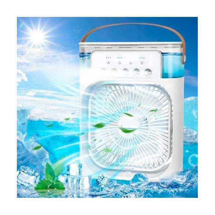 Ventilateur de Table Rechargeable avec Brumisation et Lumière LED 7 Couleurs - Couleur Aléatoire