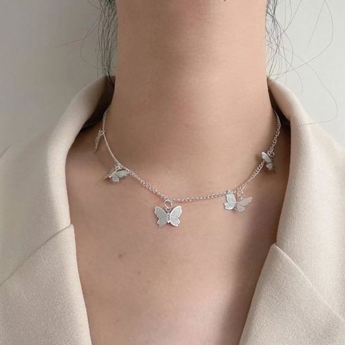 Collier - FASHION - Papillon - Argenté - 925/1000 - Multi-couche