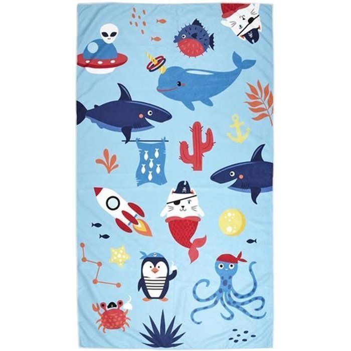 Serviette de Bain Enfant - JET LAG - 120x60cm - Tissu doux et absorbant - Design coloré - Lavable