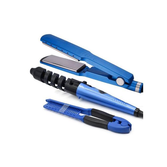Fer à lisser + Boucleur de cheveux + Peigne, Pack professionnel pour coiffure