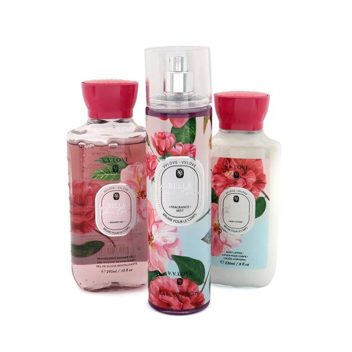 Coffret Soins - V.V LOVE BELLA - Bella Rose - Gel douche 295ml - Lait corporel 236ml - Brume 250ml