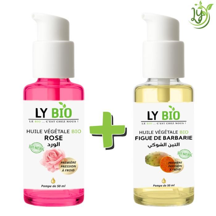 Pack Huile - LYBIO - Huile Rose & Figue de Barbarie - 50ml - Hydratant - Mixte