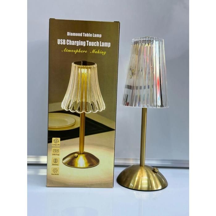 Lampe de table LED en cristal sans fil à intensité tactile
