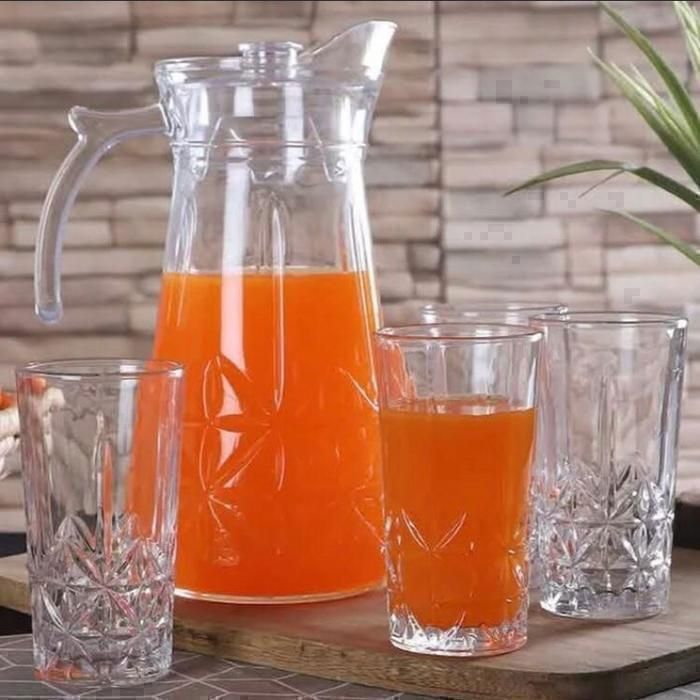 Carafe en verre - Non spécifié - 1200 ml - 6 verres 300 ml - Couvercle en plastique - Transparent