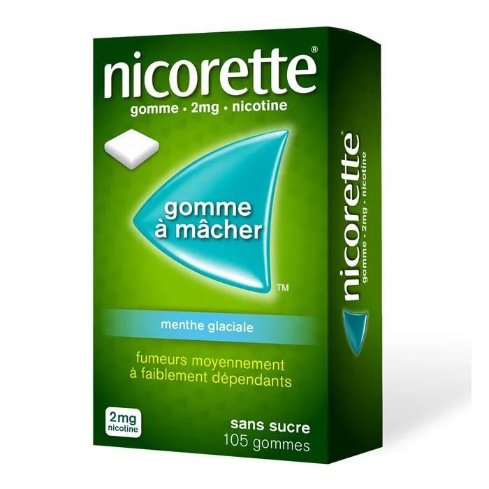 Nicorette Menth Glaciale Gomme à Mâcher — 105 pièces, 2 mg
