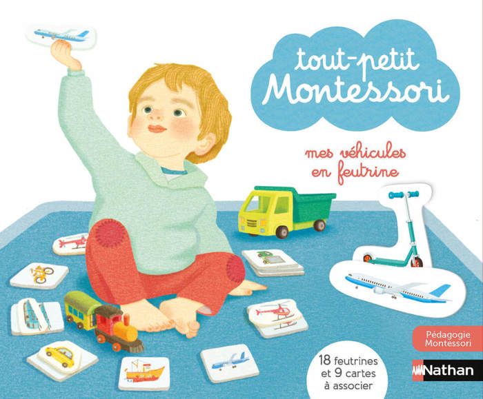 Coffret tout petit Montessori - Nathan - Mes véhicules en feutrines - Découverte sensorielle des véhicules