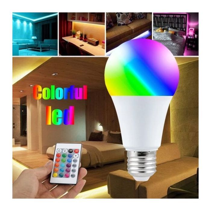 Ampoule led 16 couleurs avec télécommande e27 a60 pour intérieur