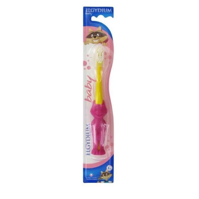Brosse à dents - ELGYDIUM - Baby - Brins arrondis - Protège-tête - Manche ergonomique
