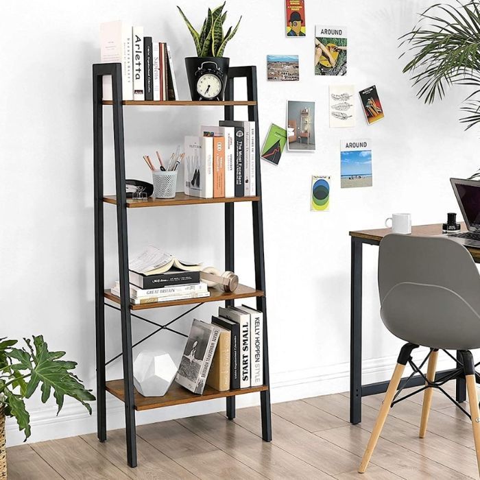 Étagère bibliothèque - VASAGLE - 4 niveaux - Métal noir - Style industriel - 137 cm de hauteur