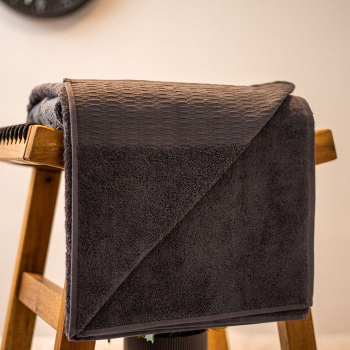 Serviette de bain - Caramela - Gris foncé - 100x180 cm - Coton premium - Ultra-absorbante