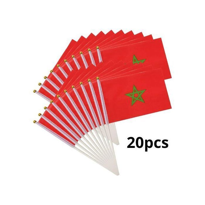 Lot de 20 Drapeaux de Maroc, 30 cm x 20 cm