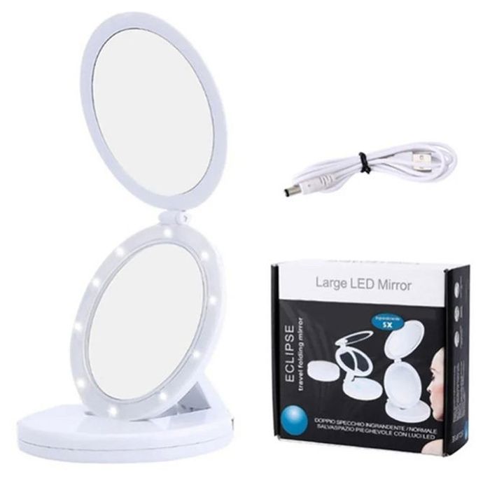 Miroir grossissant de voyage à Double éclairage LED, miroir de maquillage