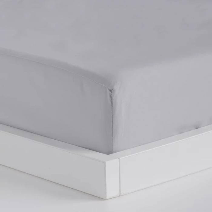 Drap-housse - Coton - Gris - 140x190x35 cm - Certifié ISO 9001 - Doux et respirant