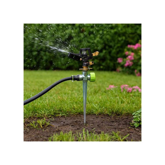 Gardenstar Arroseur Rotatif  8cm à Impulsion sur Piquet en Métal  – Irrigation Jardin Facile