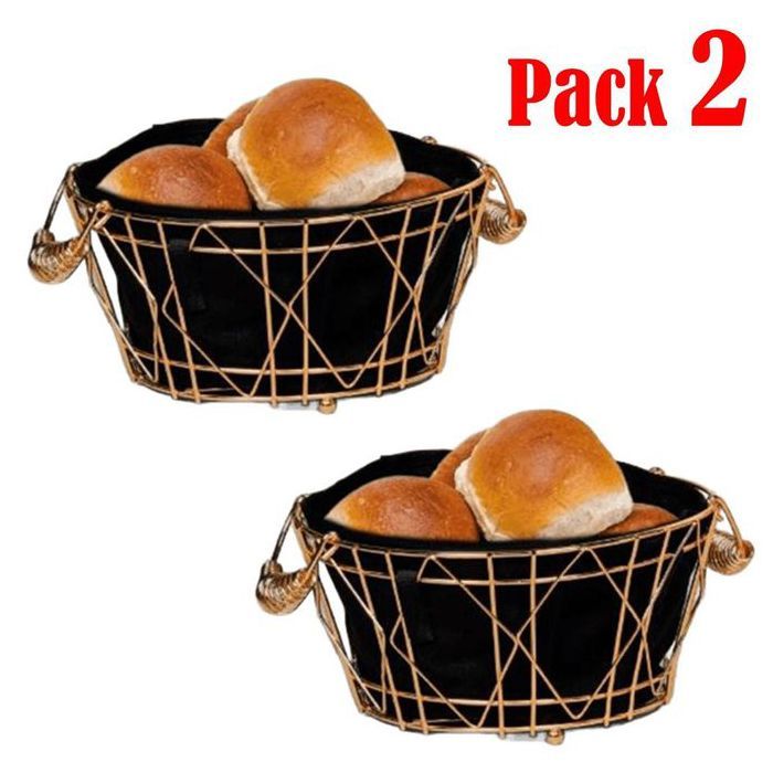 Pack 2 Paniers de rangement en métal, panier de service, style vintage, pour légumes, maison, cuisine, restaurant