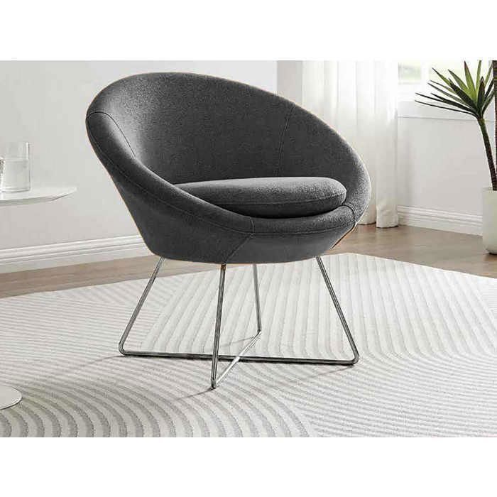 Fauteuil d’appoint - DANSMAMAISON - BABETH - Velours Gris Foncé - 84x81x70cm - Chic et Confortable