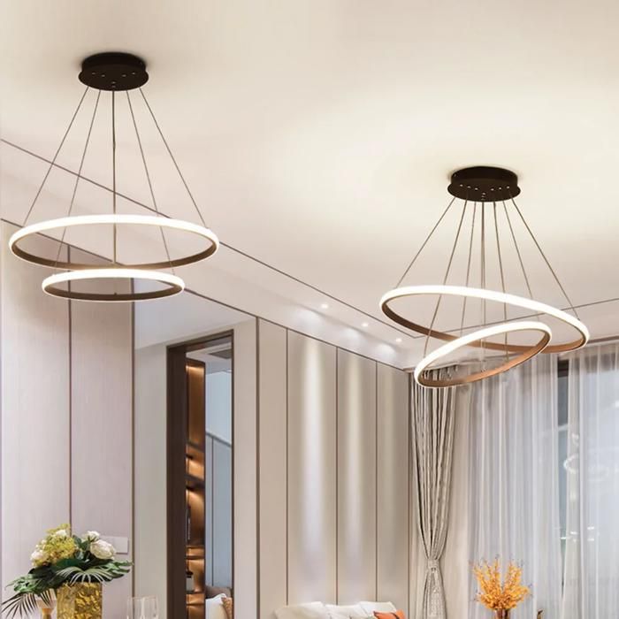 Luminaire LED Circulaire Double Or-  Anneaux Hauteur Réglable