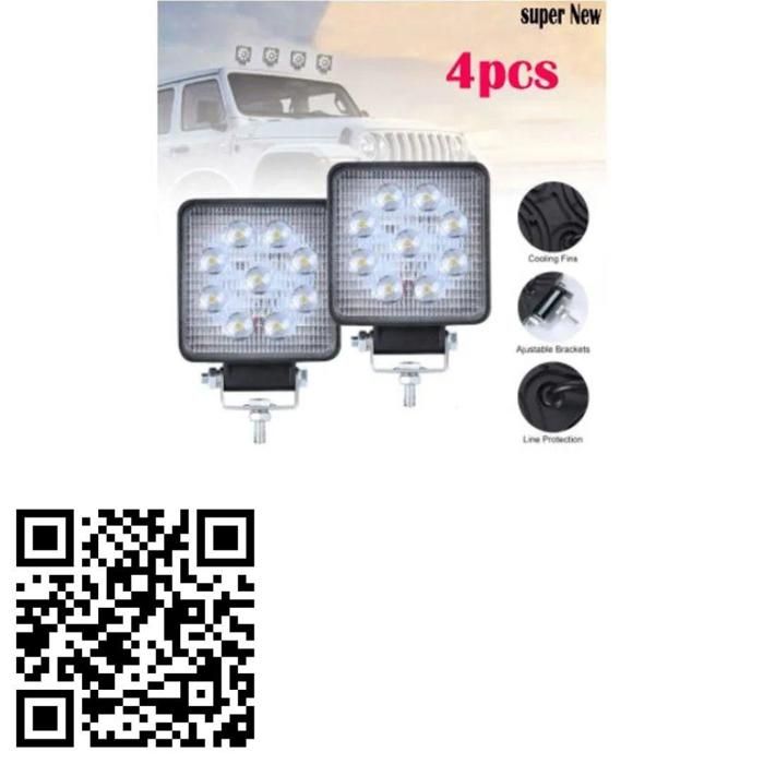Lot de 4 lampes de travail LED carrées étanches pour 4x4 SUV bateau camion