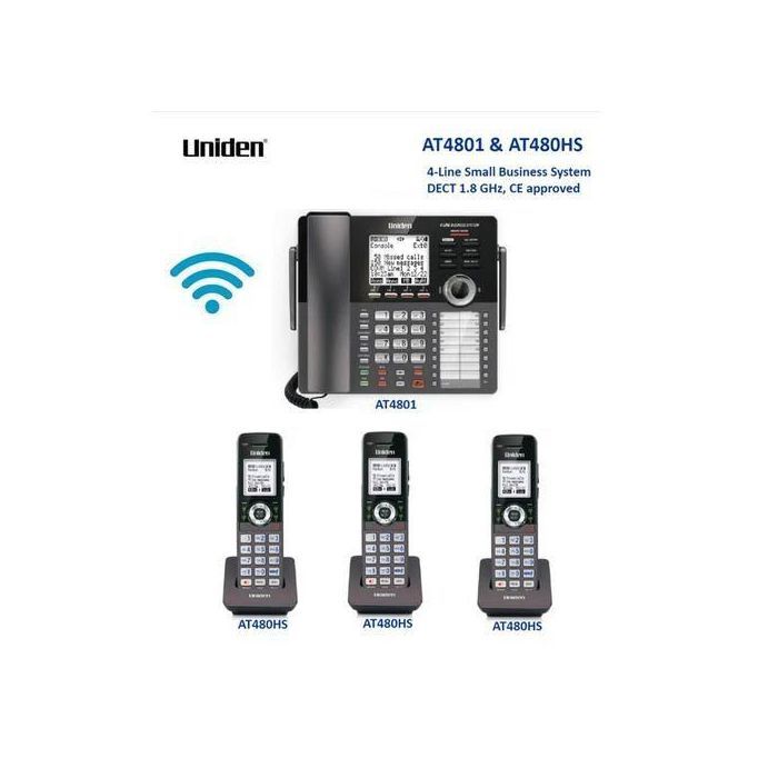 Uniden Système Standard téléphonique sans fil + 3 poste téléphone (4 lignes) AT4801 et AT480HS