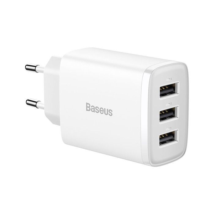 Adaptateur secteur 3x ports USB-A 17 W Baseus Compact - blanc - TU