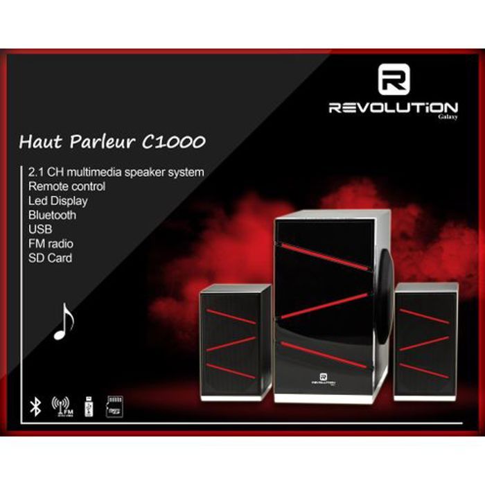 Revolution Subwoofer avec 2 Haut parleurs Bluetooth Port Usb avec carte mémoire