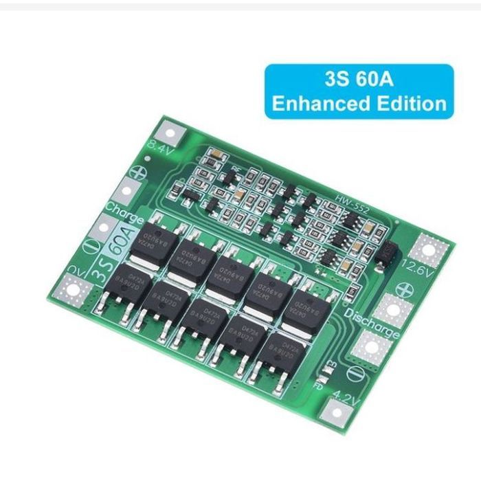 Carte de protection du chargeur de batterie au lithium, BMS 3S 12V 60A Enhance