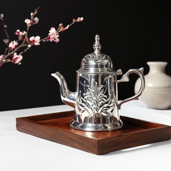 Théière - AYA HOME - Feda Beldi GM 1L - Métal argenté - Design raffiné - Artisanat marocain