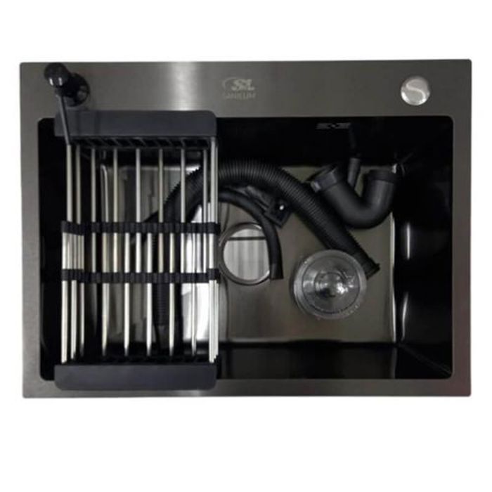 Evier de Cuisine - Sanilum - Caruso - Inox Noir - 60x45 cm - 1 Bac - A Encastrer