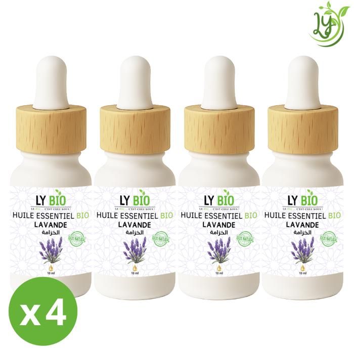 Huile essentielle - LYBIO - Lavande - Lot de 4 bouteilles - 10ml chacune - Propriétés apaisantes