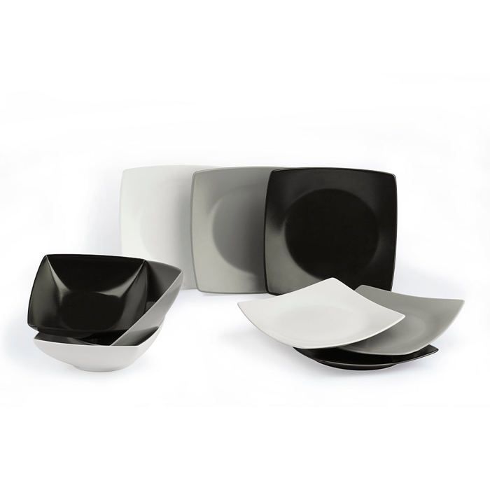 Ensemble dinner 18 pcs « Eclipse » blanc + noir + gris