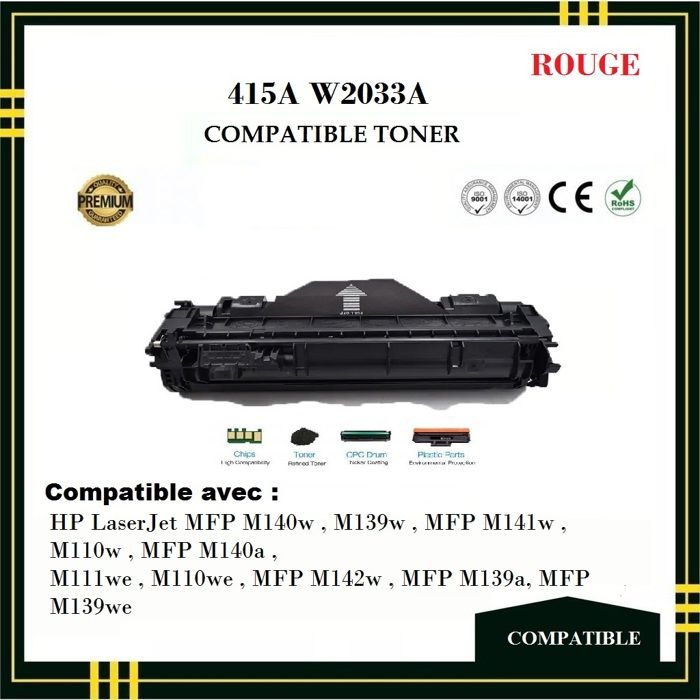 Toner - HP - 415A W2033A - Rouge - Compatible -