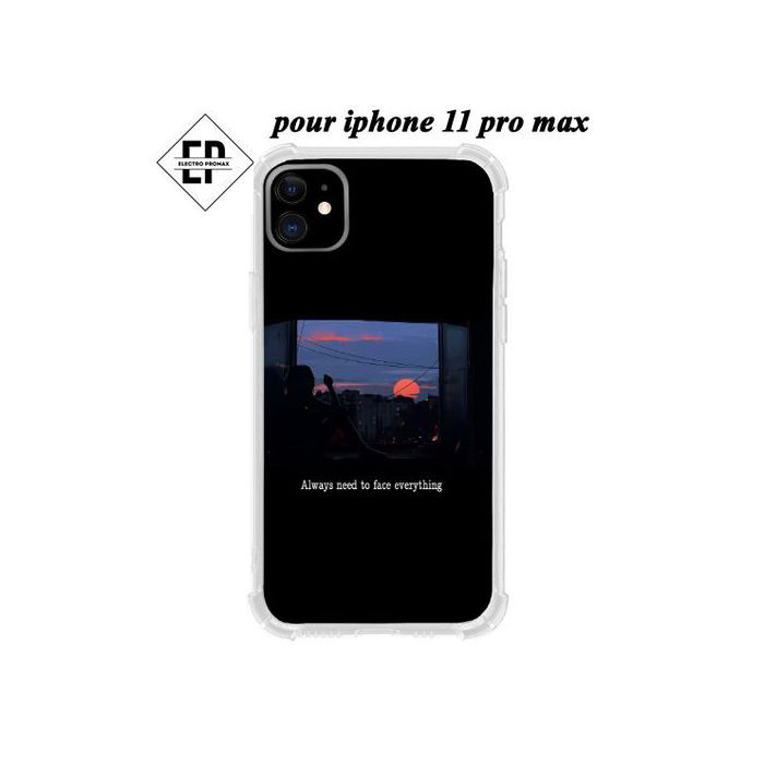 Coque - Mixte - iPhone 11 Pro Max - Souple - Motif paysage et lettres