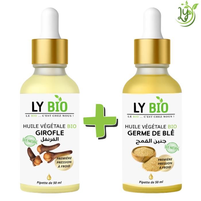 LYBIO PACK HUILE GIROFLE 50ML - PIPETTE + HUILE GERME DE BLE 50ML - PIPETTE
